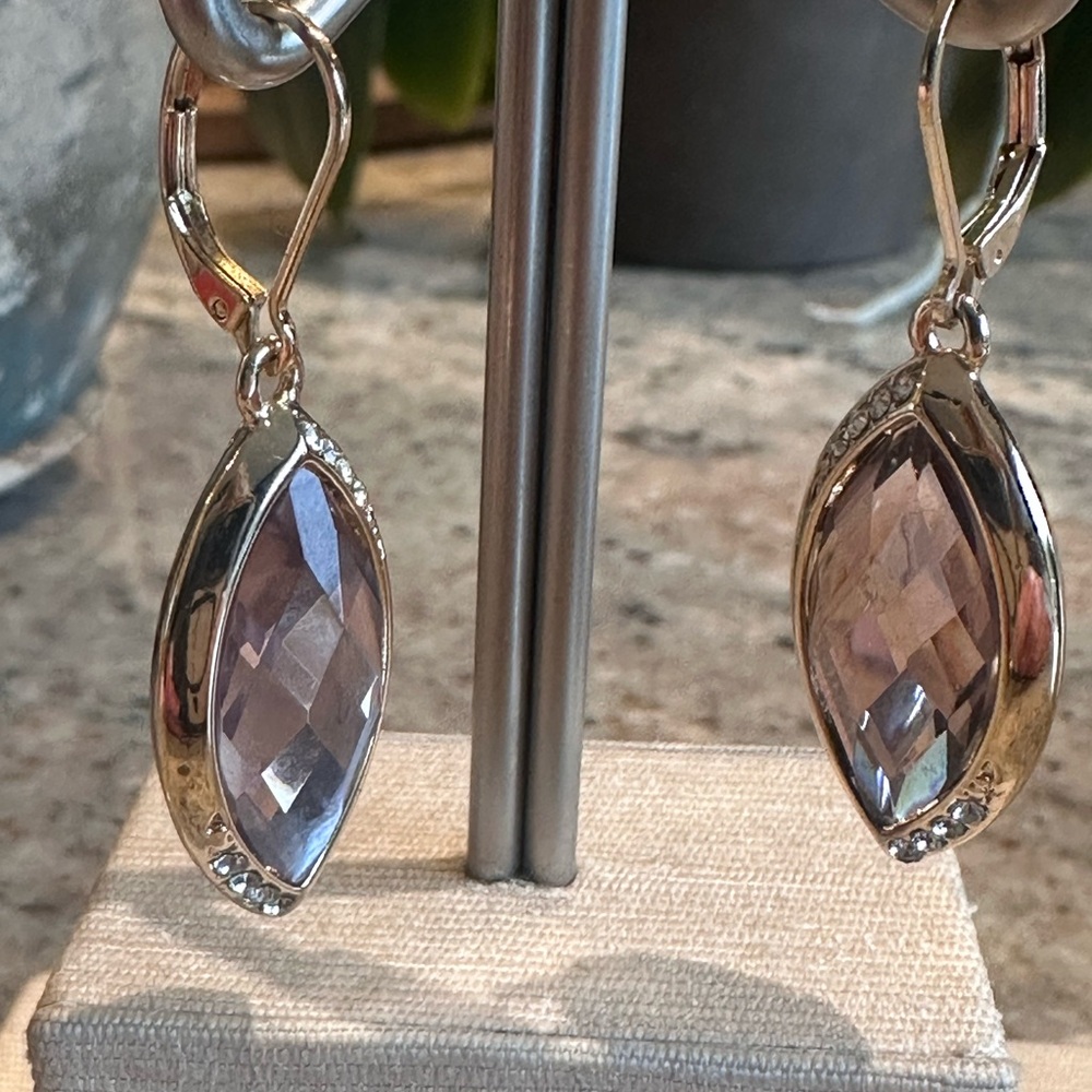 Faceted Marquise Drop Earrings in Light Lavender Crystal